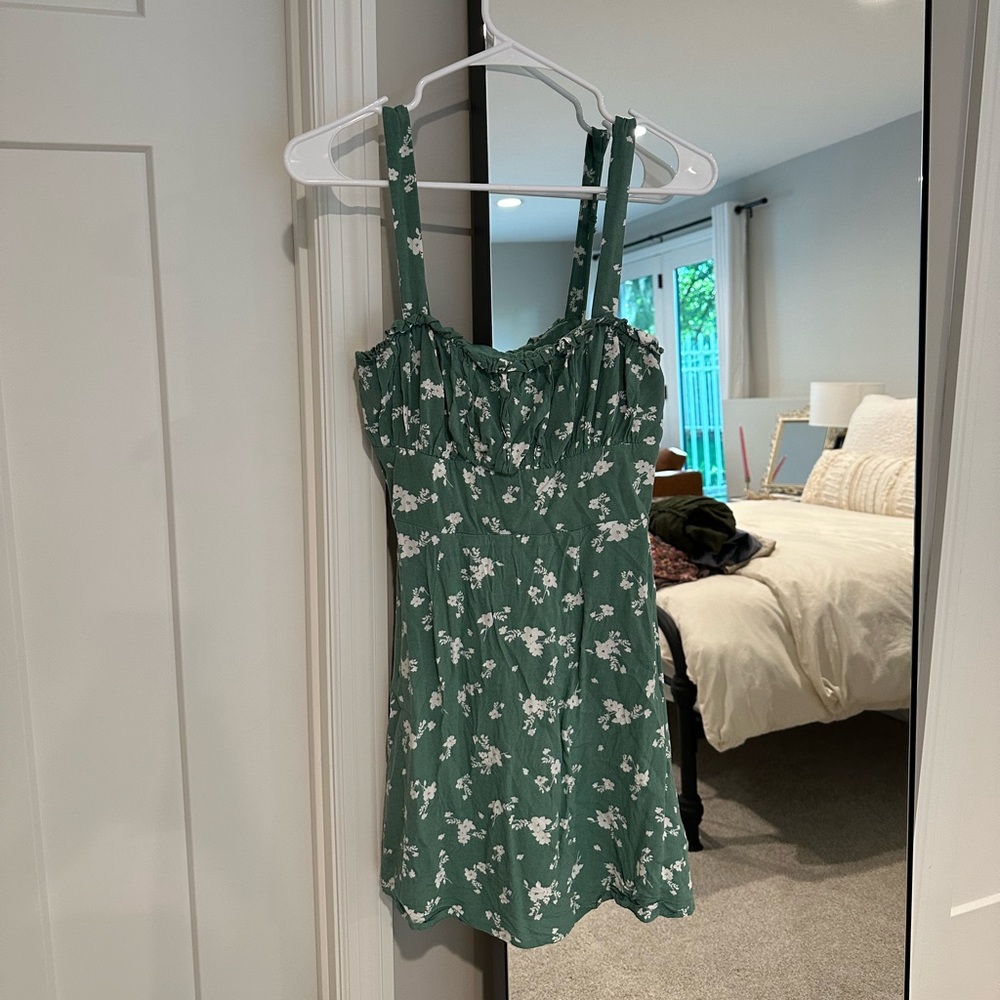 Altar’d State Green White Floral Sun Dress